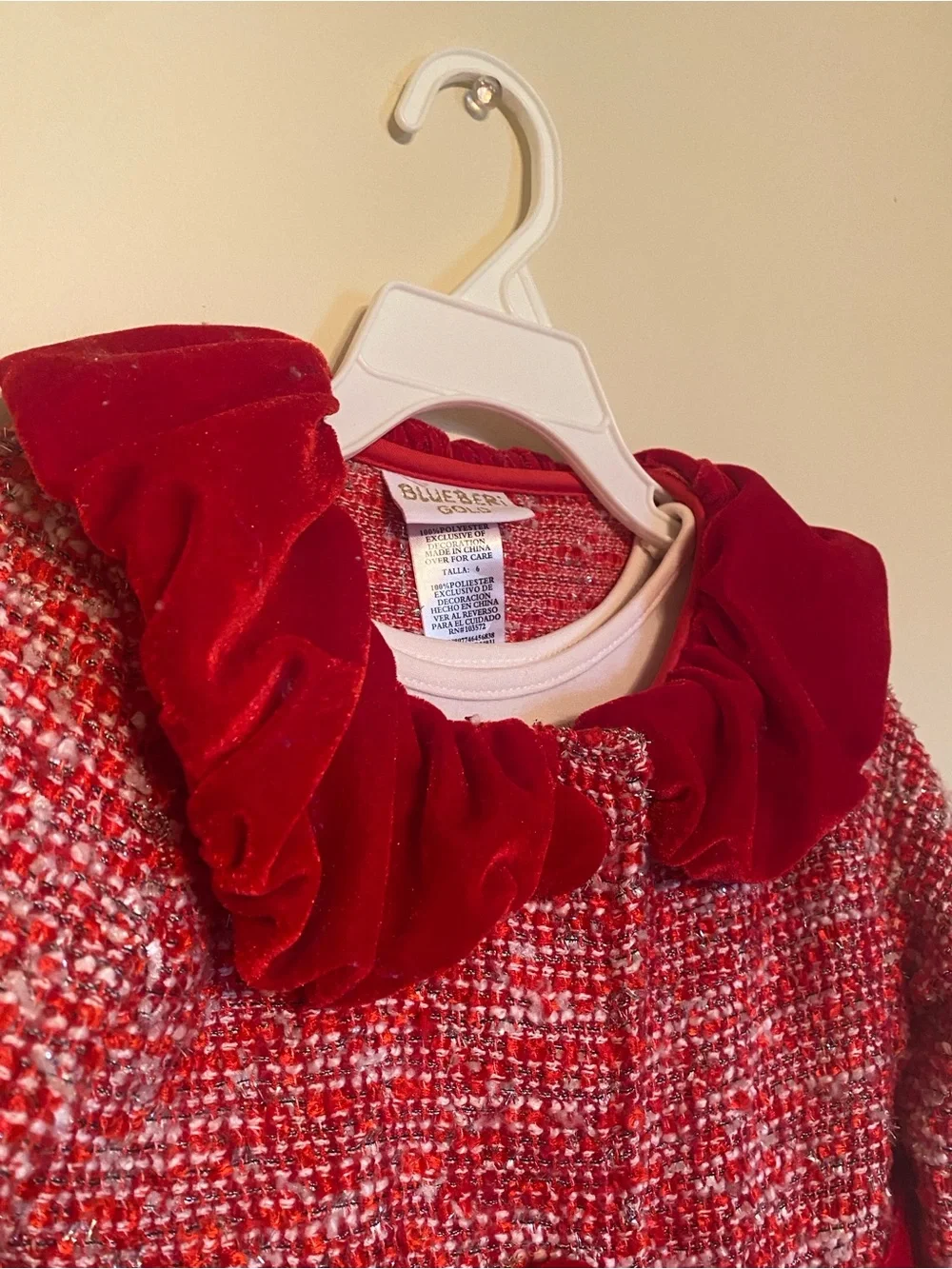 Girls' Red Tweed Coat and Dress Set